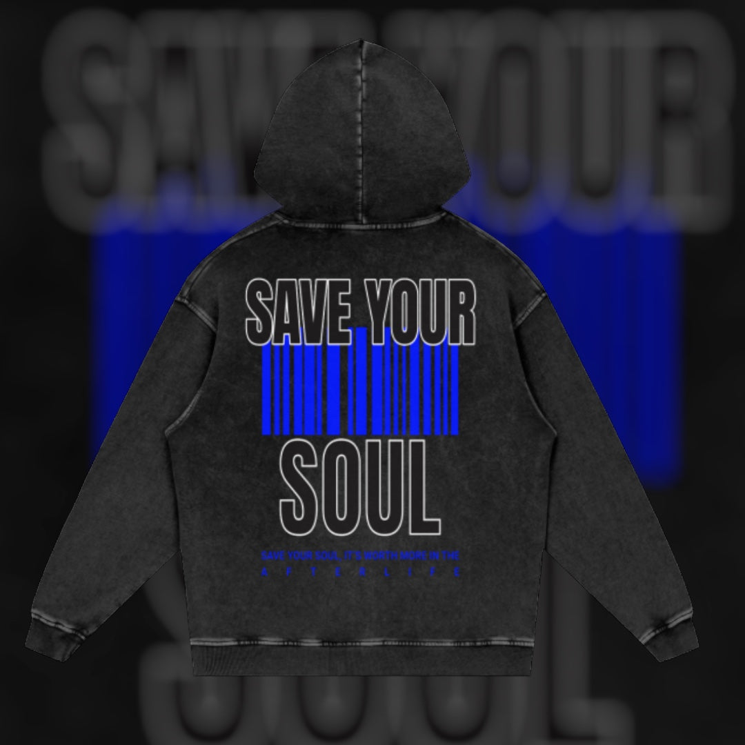 Save You Soul Acid Wash Oversize Hoodie